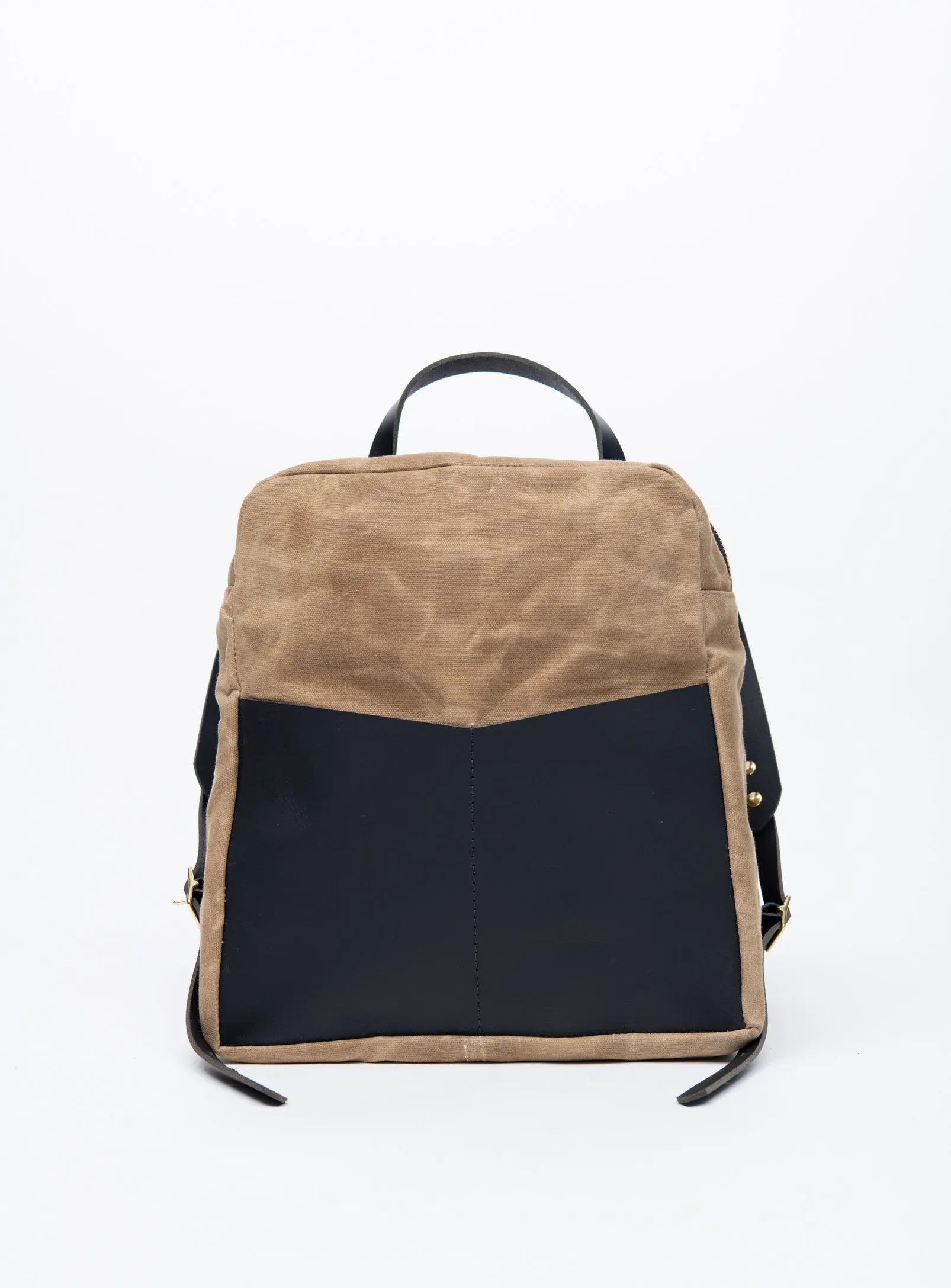 Leather and waxed coton backpack GILFORD model