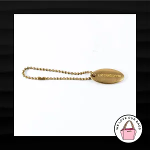 LIZ CLAIBORNE OVAL GOLD BRASS METAL KEY FOB BAG CHARM KEYCHAIN HANG TAG