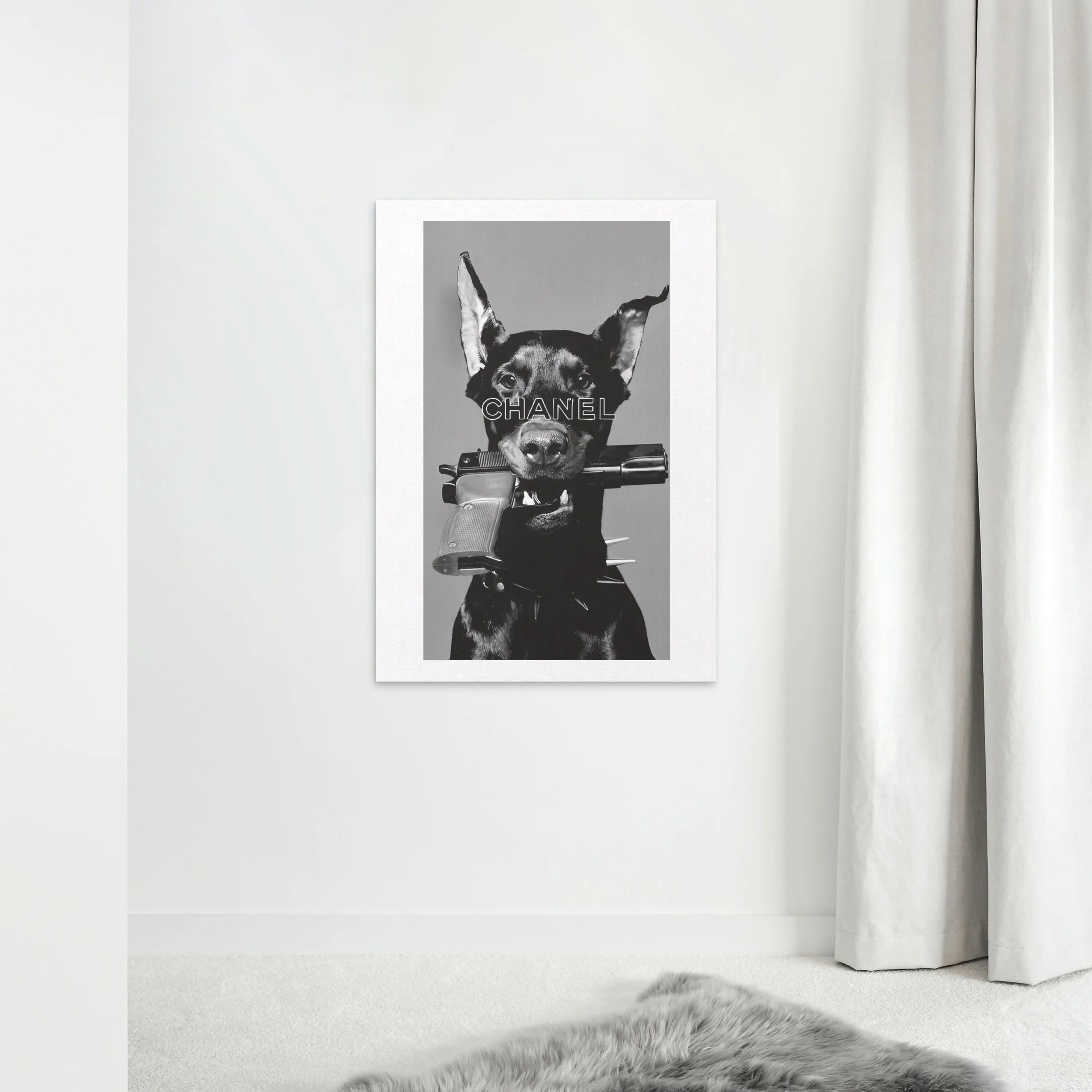 Luxury Fashion Doberman Poster PRINTABLE ART, Designer Wall Art, Luxury Fashion Poster, Designer Dog Print, Doberman Gun Poster