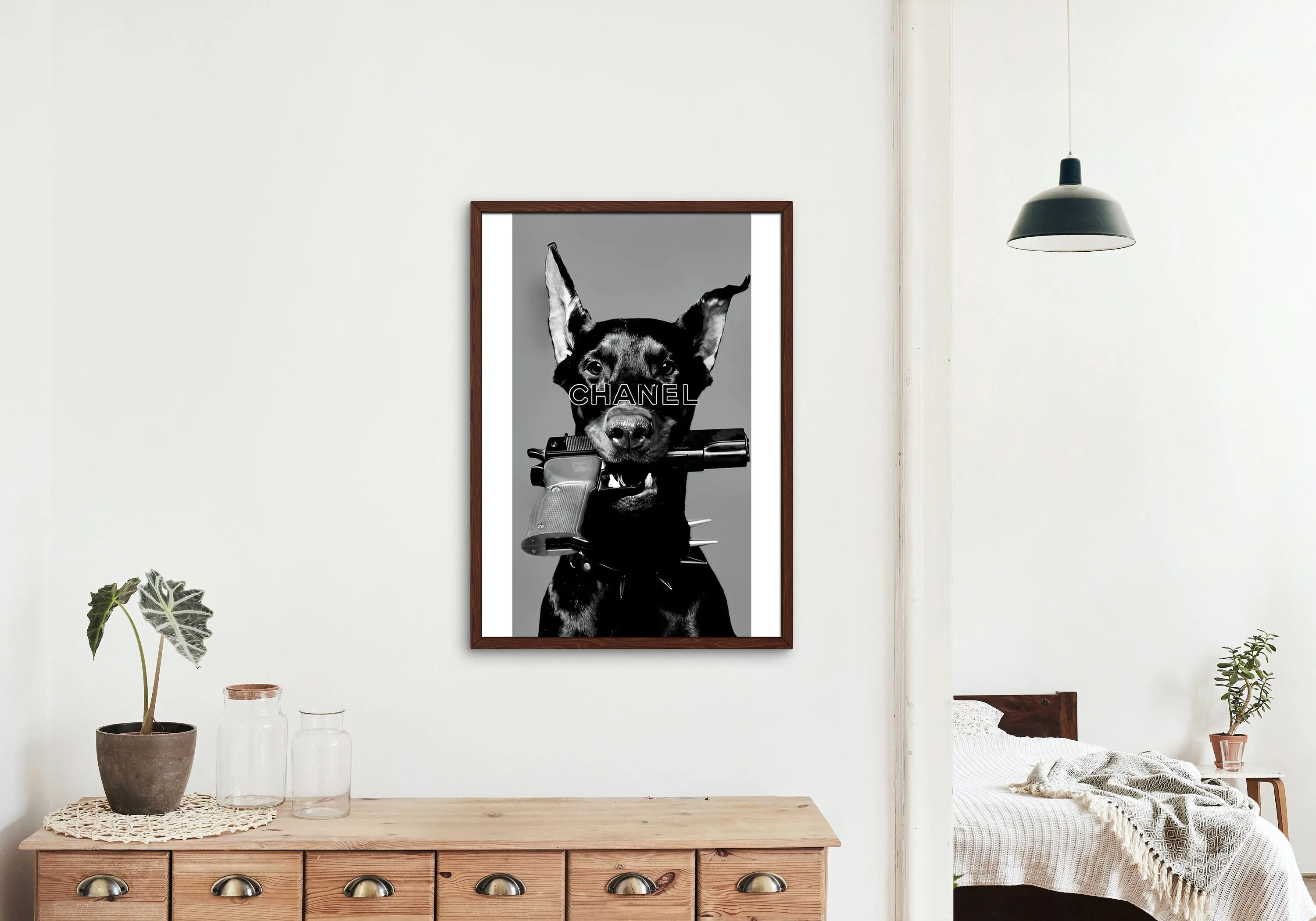 Luxury Fashion Doberman Poster PRINTABLE ART, Designer Wall Art, Luxury Fashion Poster, Designer Dog Print, Doberman Gun Poster