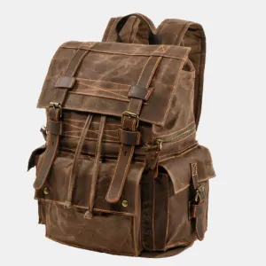 Men's Beeswax Canvas Travel Retro Backpack