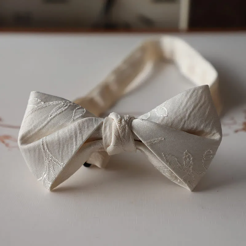 Men's Elegant Ivory White Solid Color Bow Tie