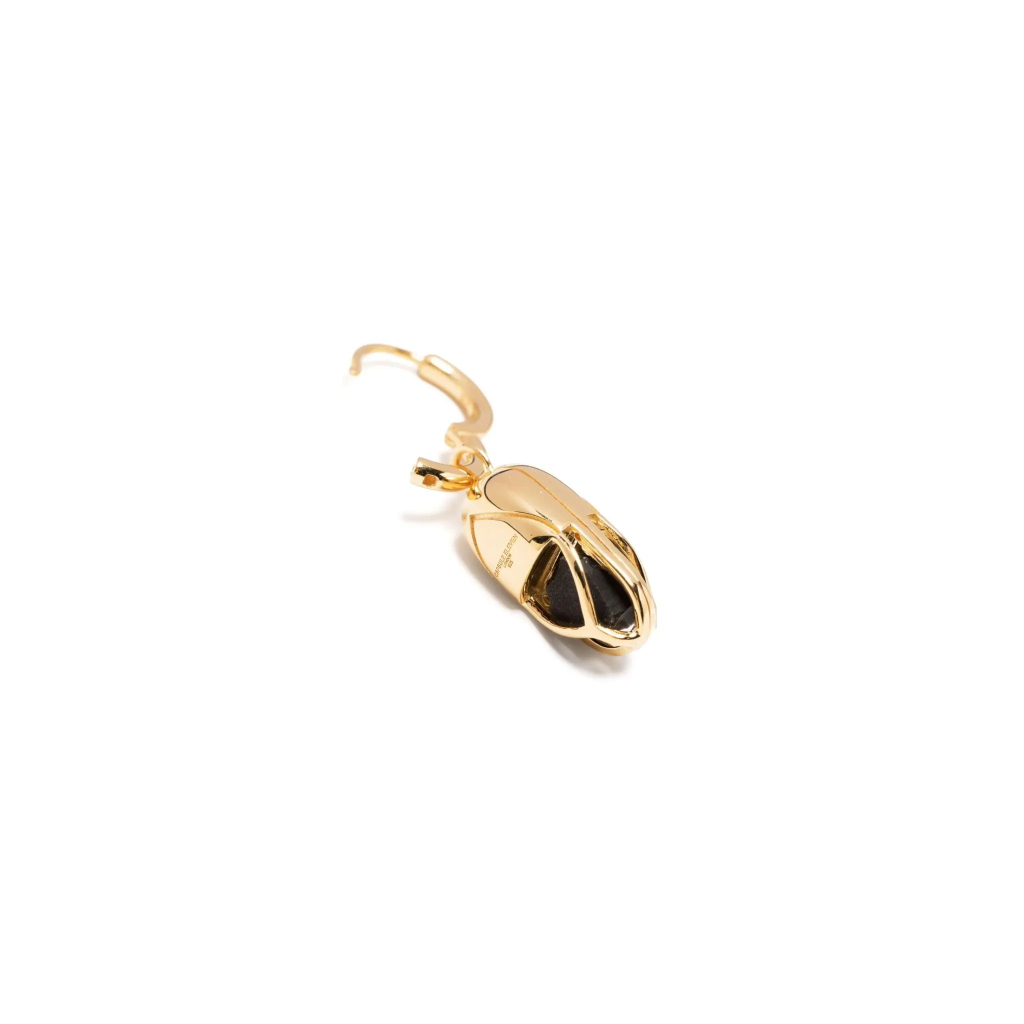 Mini Capsule Crystal Hoop Earring - 18kt recycled gold and Black Onyx - made to order