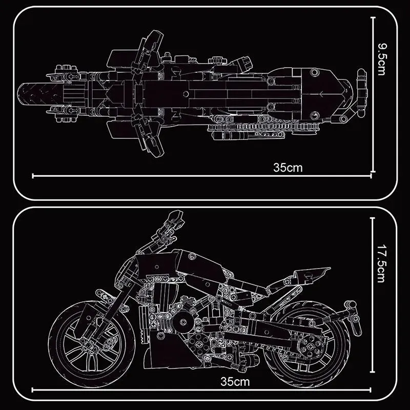 MOC Electroplated Luxury Racing Motorcycle Bricks Toy T3034