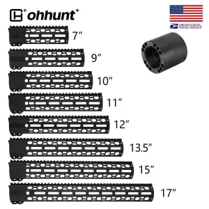 ohhunt® AR-15 Large ID 1.8" Round Free Float Handguard Lightweight 7" 9" 10" 11" 12" 13.5" 15" 17"