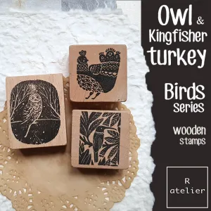 Owl & Kingfisher Turkey Birds Series Scrapbooking Stamps