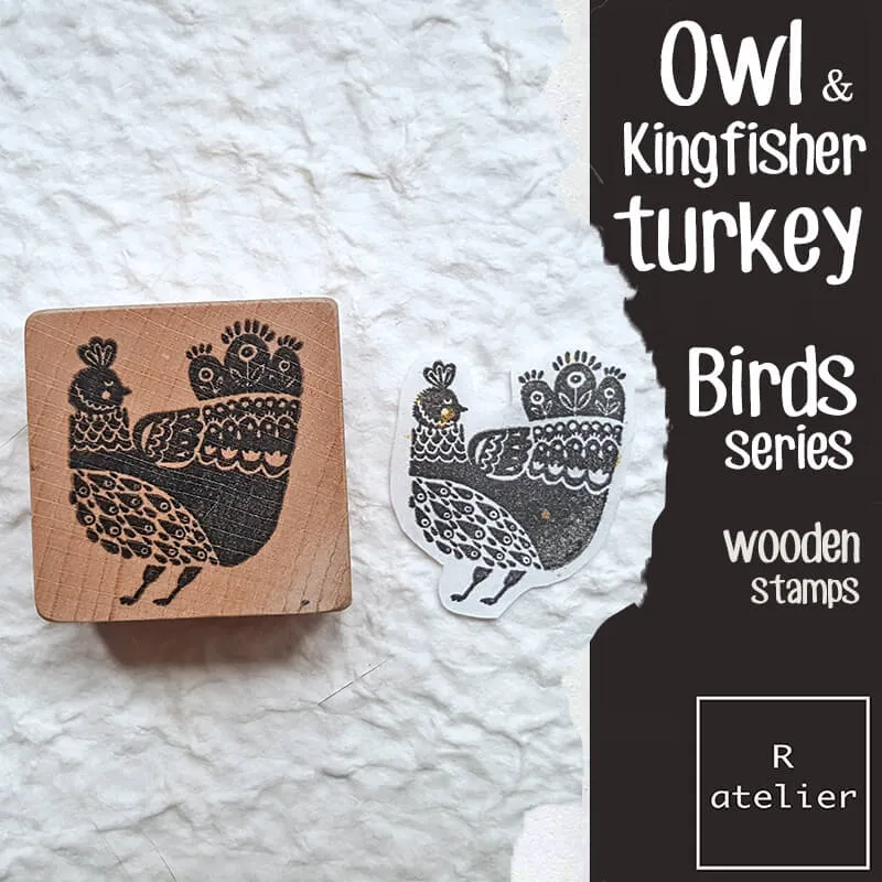 Owl & Kingfisher Turkey Birds Series Scrapbooking Stamps