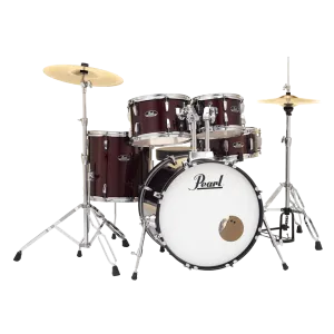 Pearl ROADSHOW RED WINE 5 Pc Drum Kit (22" kick) w/ Hardware Throne Cymbals (14HH/16CR/20R)