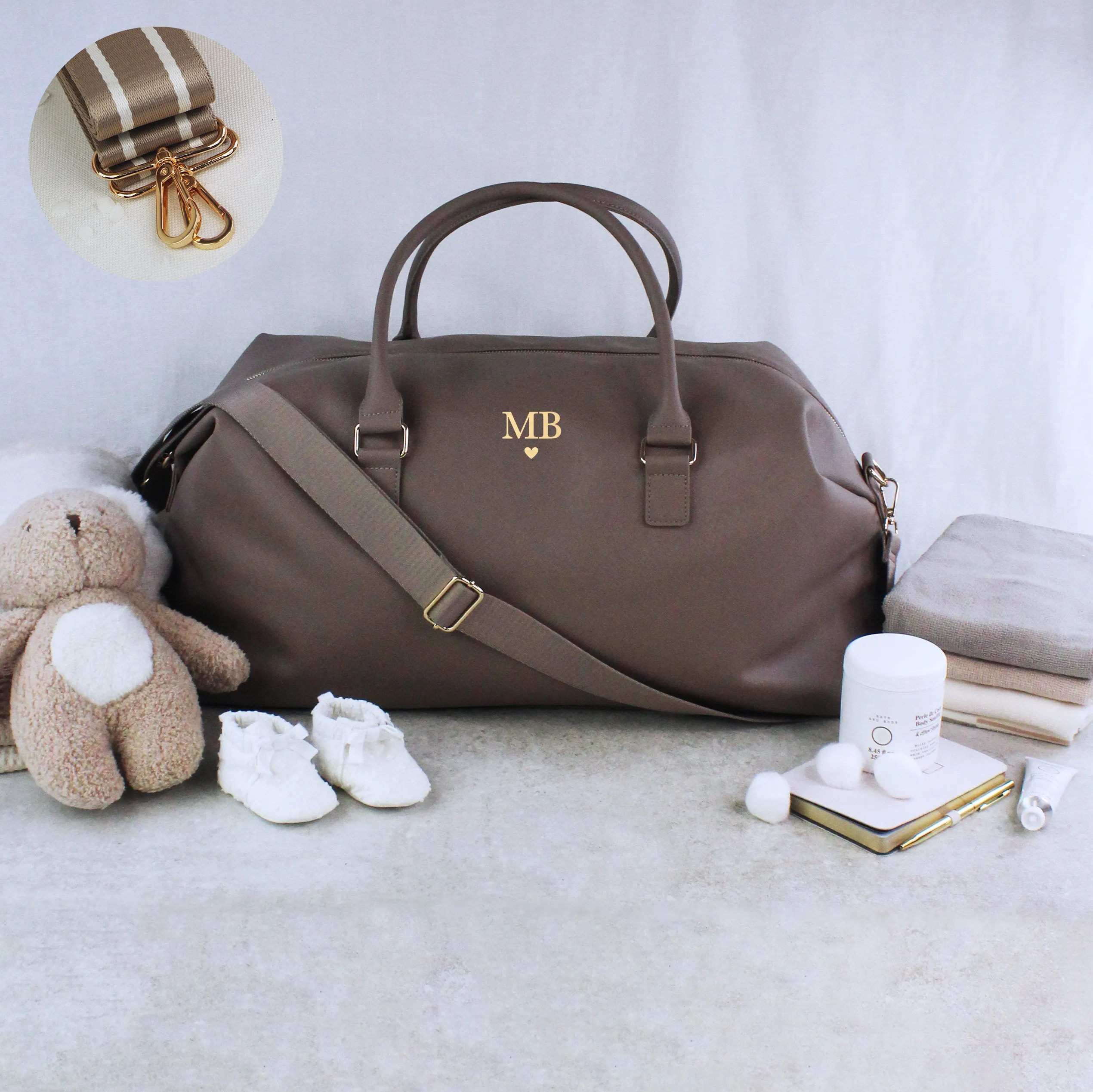 Personalised Large PU Leather Maternity Bag