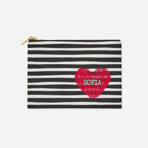 PERSONALIZED ACCESSORY BAG FLAT – SCRIBBLE HEART BLACK/RED