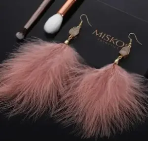 Pink Fancy Feather Earrings