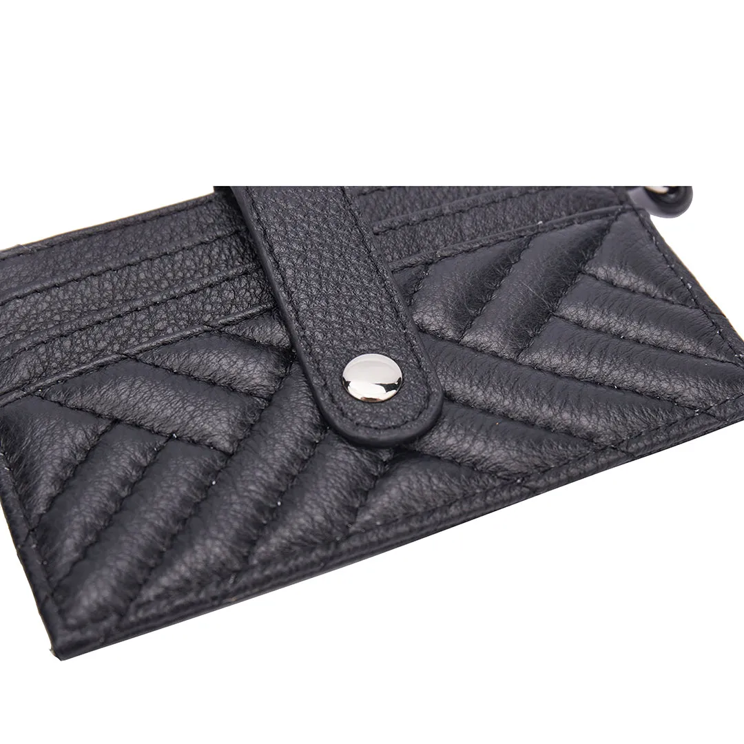 Poppy Quilted Small Black Leather Purse With Silver - Limited Edition