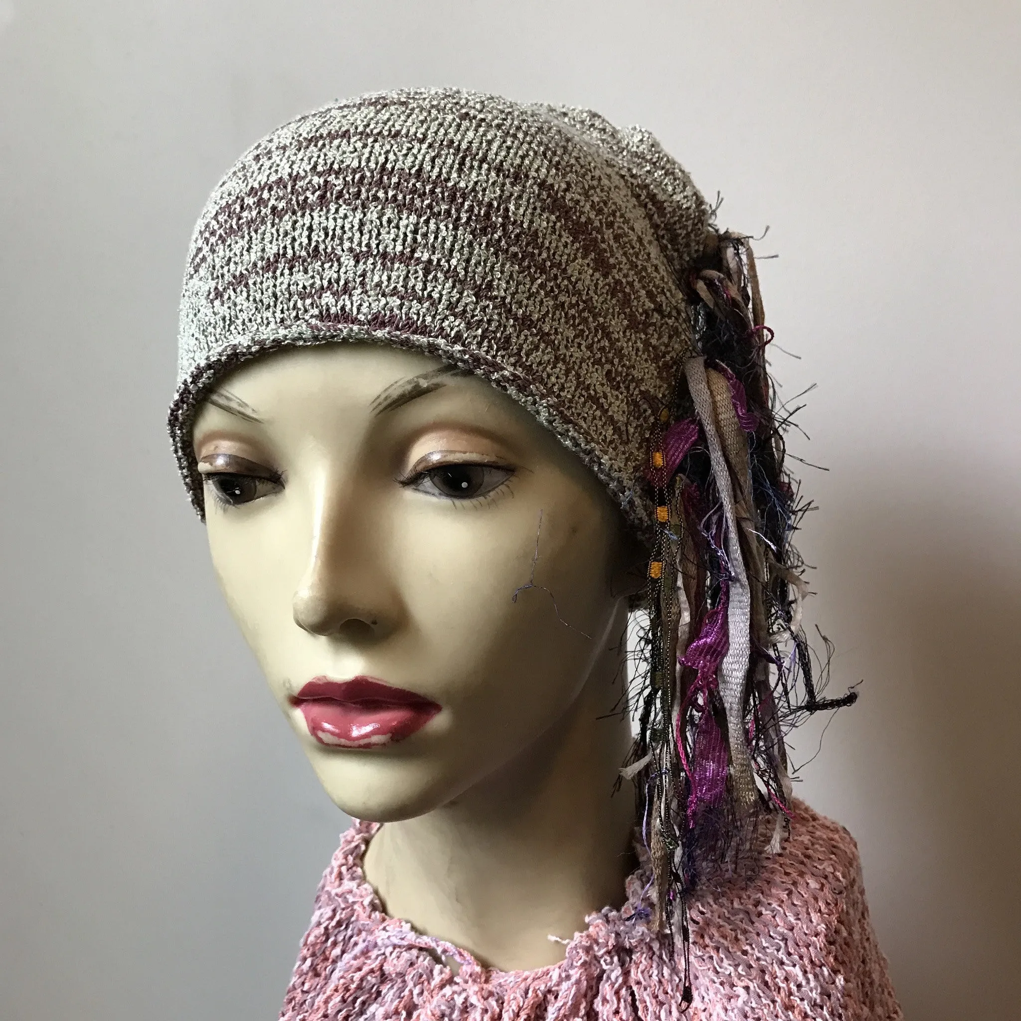 Purple & Pale Green Tweed *Funky Chic Hat* (FH16)