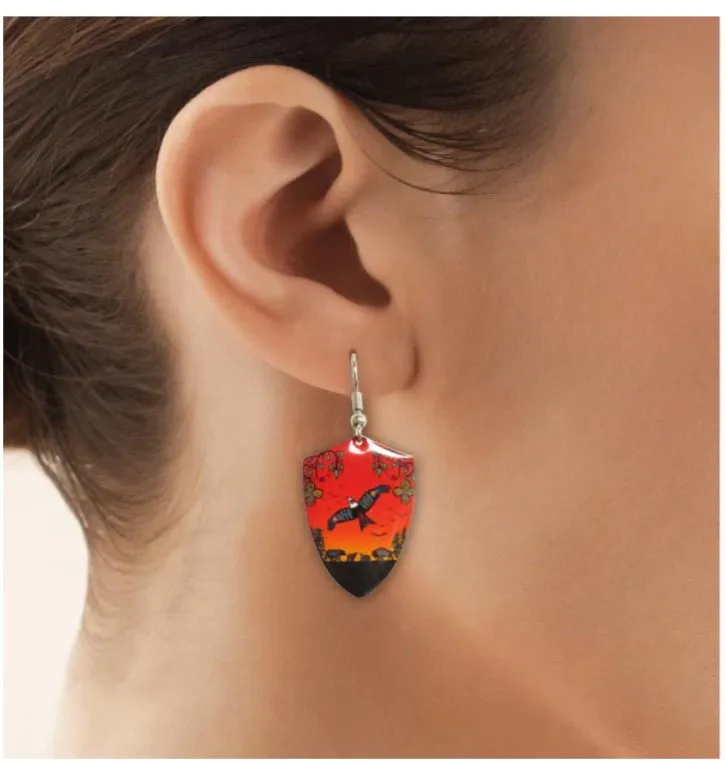 "Seven Grandfather Teachings" Dangle Earrings artwork by Native Artist, Cody Houle