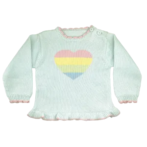 Rainbow Heart Knit Sweater