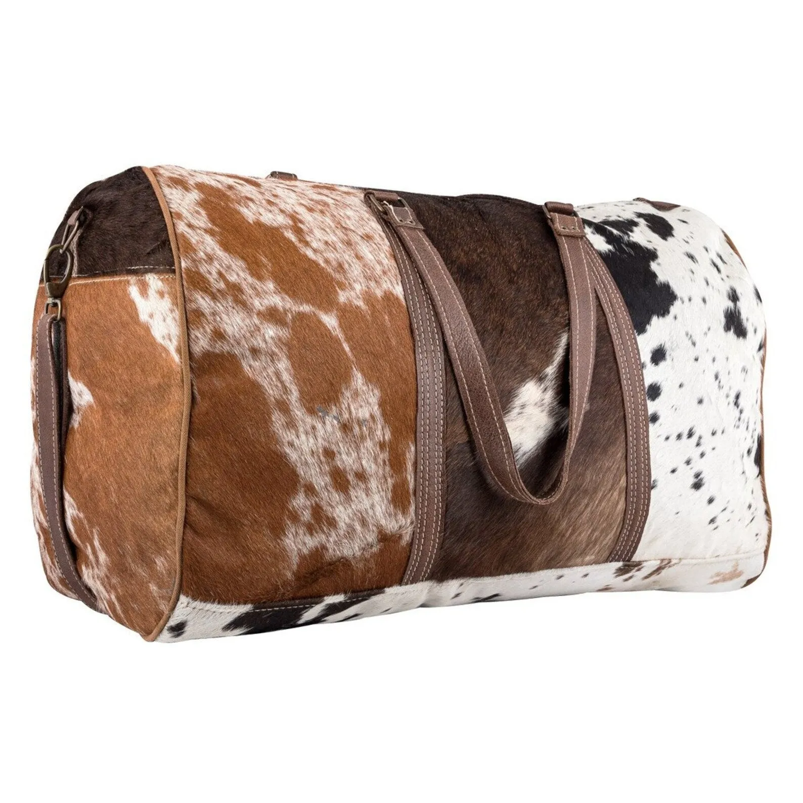 Real Cowhide Leather Hair-On Duffel Bag Large Cowhide Travel Bag