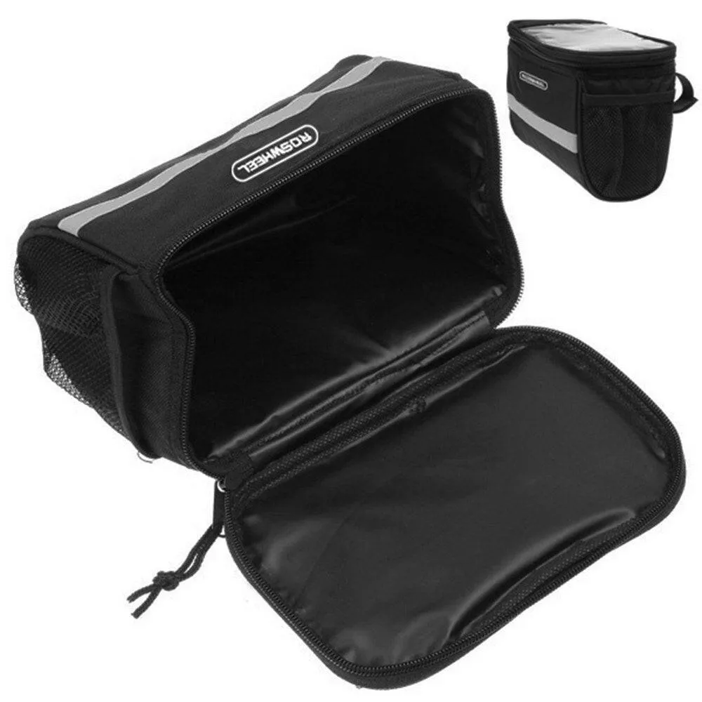 Reflective Bicycle Handlebar Basket Insulated Cooler Bag Outdoor Cycling Mountain Bike Front Tube Bag Pack