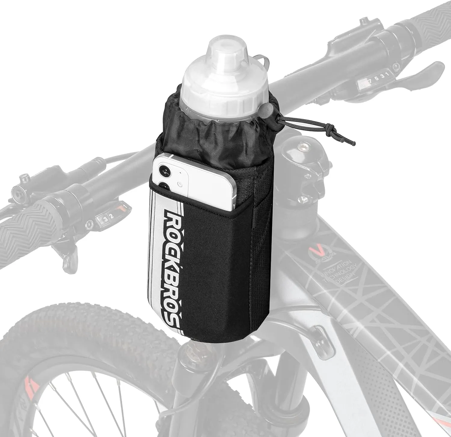 ROCKBROS Bike Water Bottle Holder Bag Handlebar Stem Bag