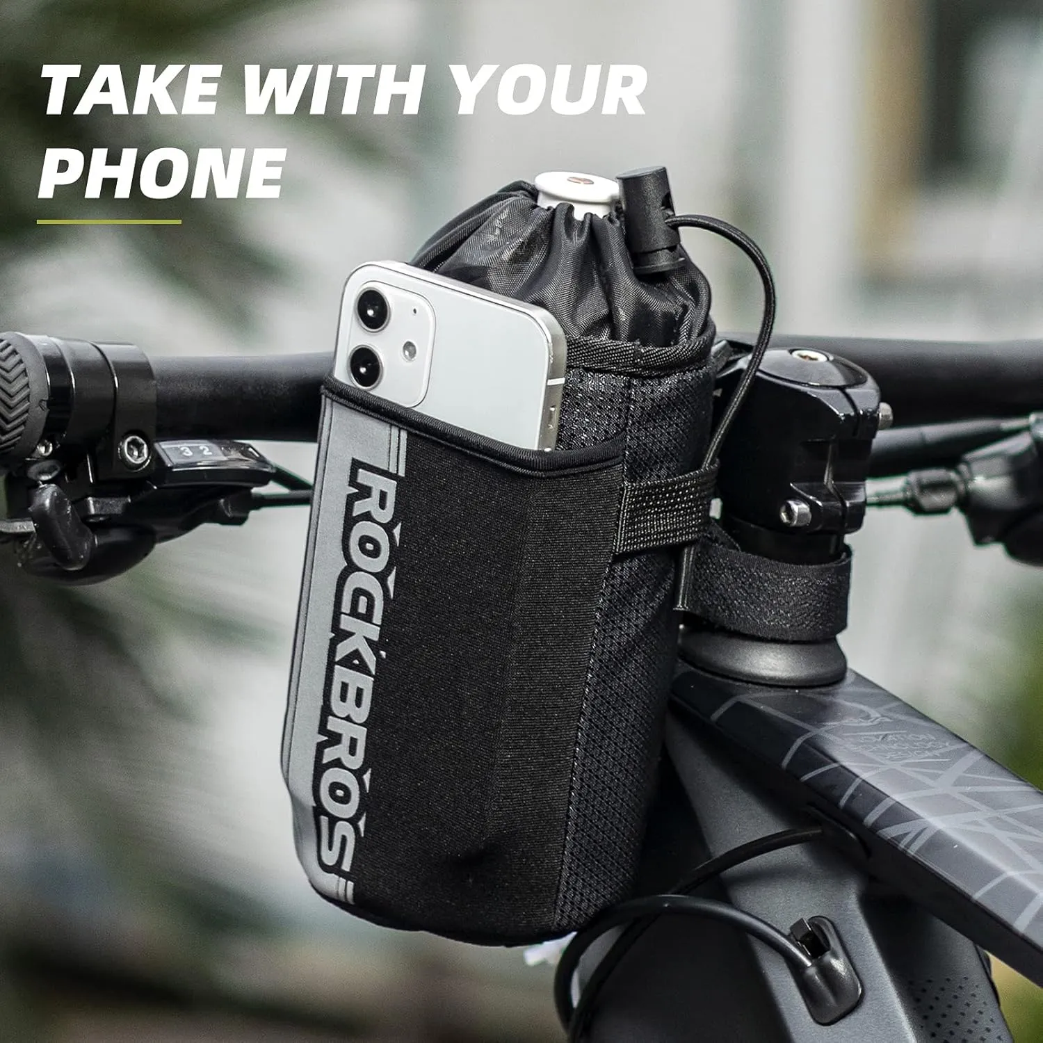 ROCKBROS Bike Water Bottle Holder Bag Handlebar Stem Bag