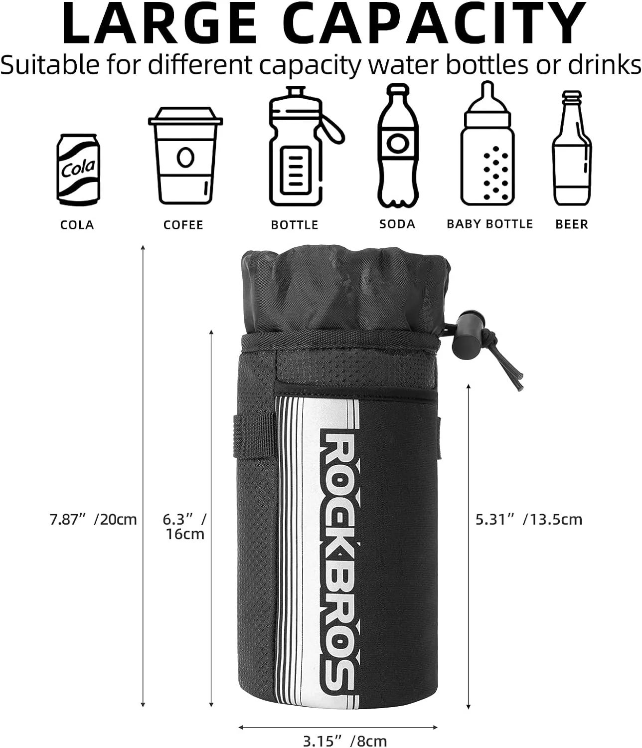 ROCKBROS Bike Water Bottle Holder Bag Handlebar Stem Bag