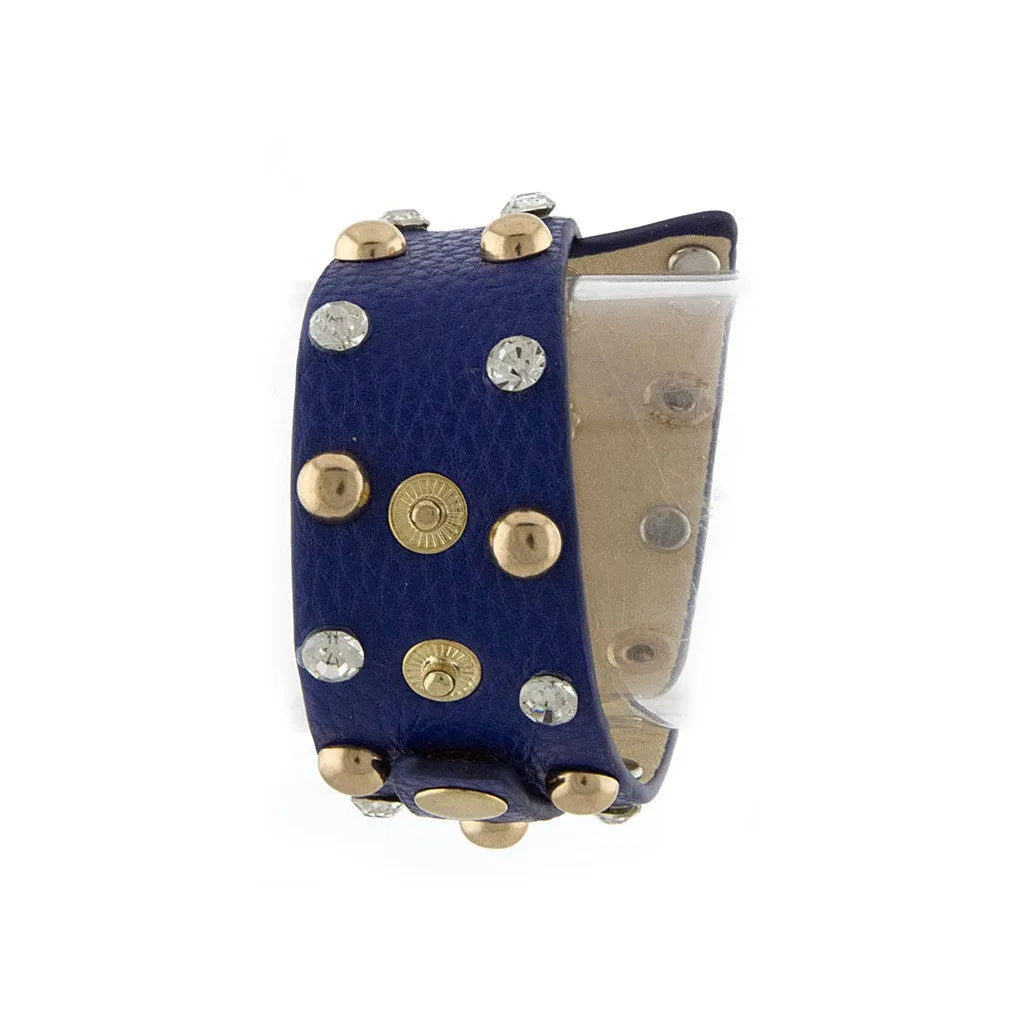 Royal Blue & Gold Crystal Belt Statement Watch