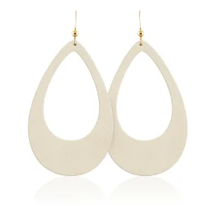 Sand Cutout Teardrop Leather Earrings