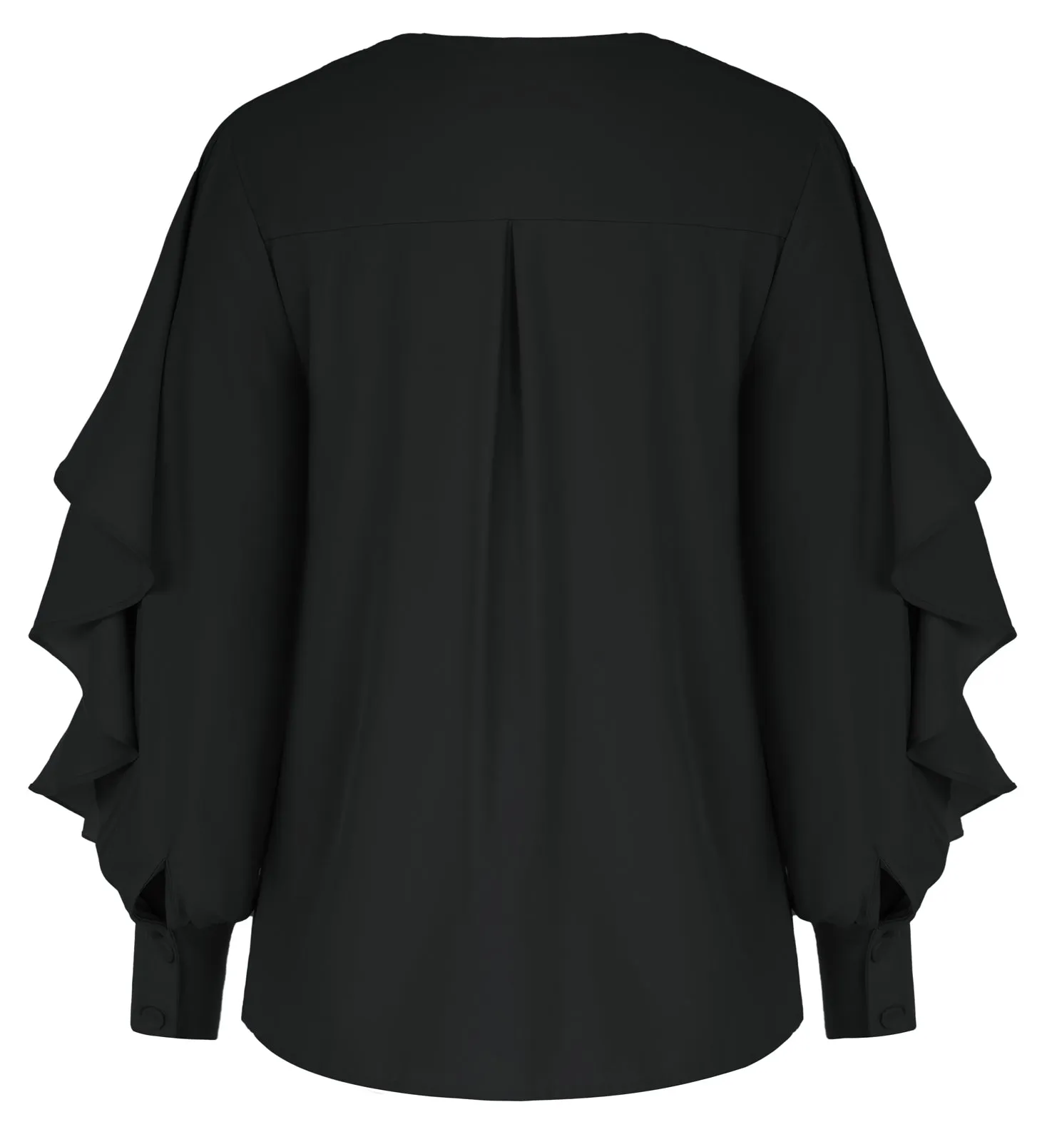 Seckill Offer⌛Ruffle Decorated Shirt Long Sleeve V-Neck Button-up Tops