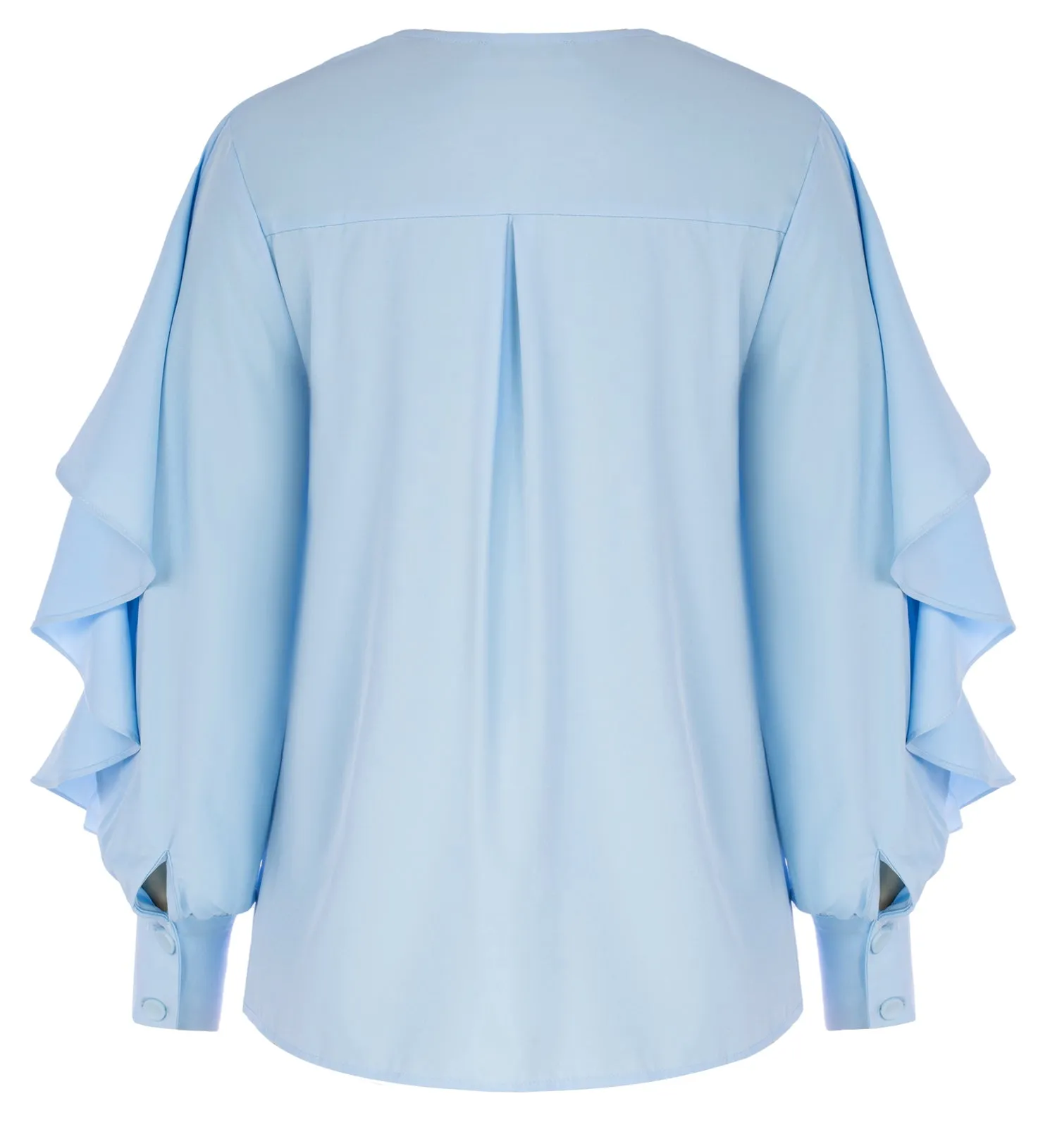 Seckill Offer⌛Ruffle Decorated Shirt Long Sleeve V-Neck Button-up Tops