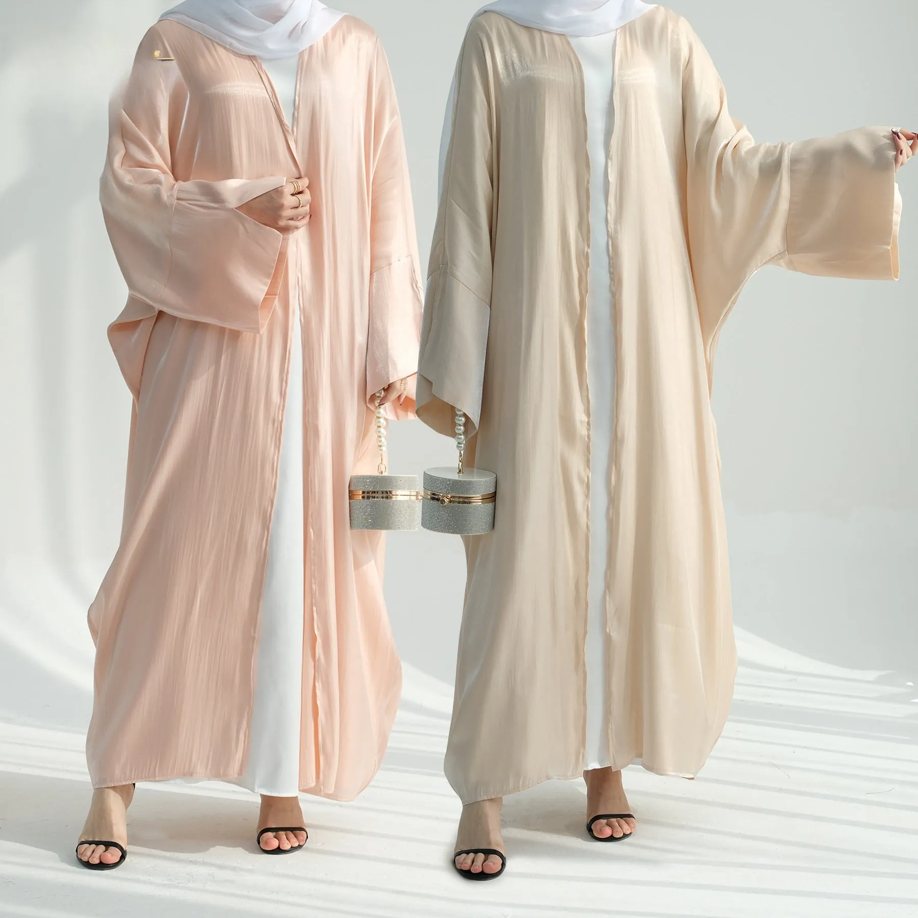 Solid Color Glitter Fabric Elegant Robe