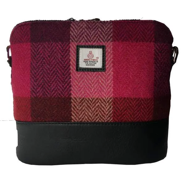 Square Shoulder Bag Pink Squares Harris Tweed