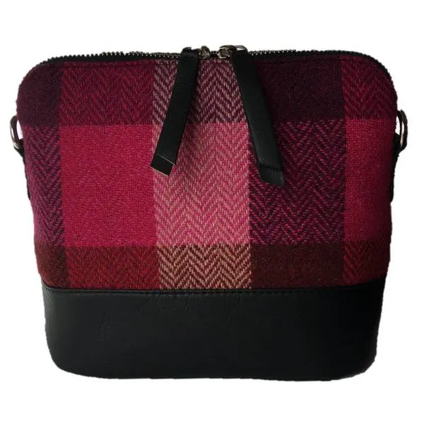 Square Shoulder Bag Pink Squares Harris Tweed