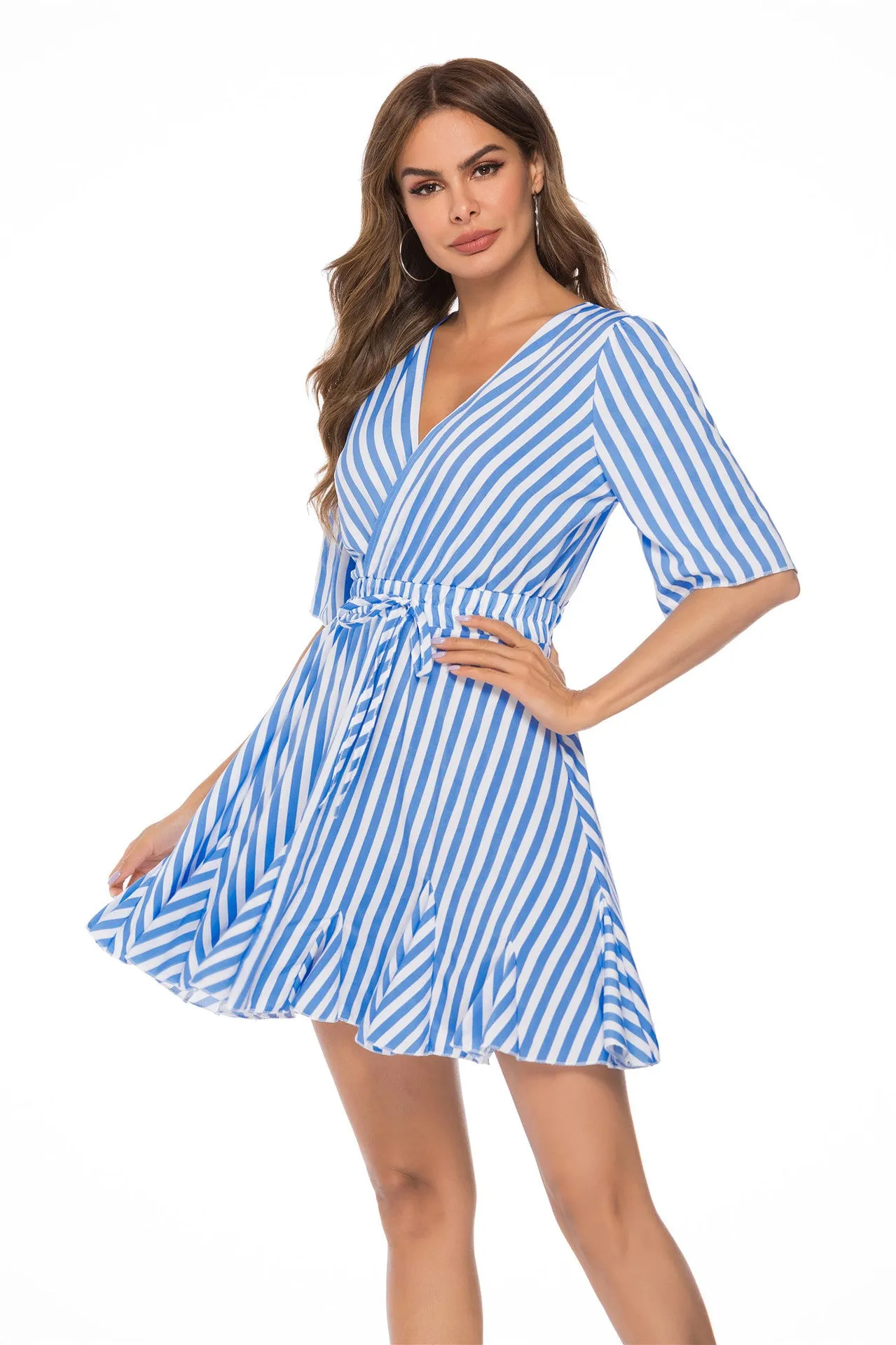 Summer Hot Striped Stitching Dress