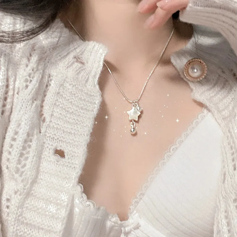 Sweet Paradise Silver Starlight Star Pendant Necklace