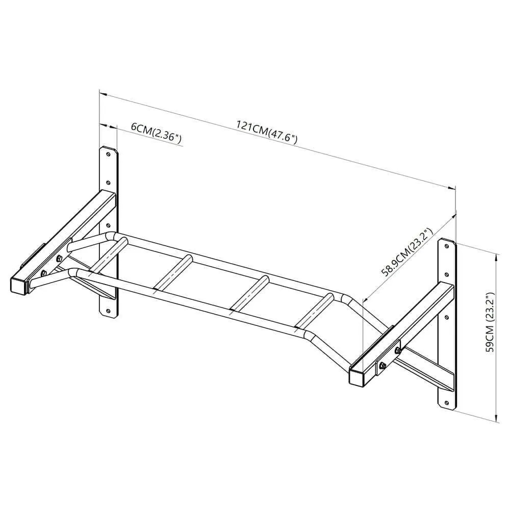 Top Fitness Wall Mounted Multi-Grip Pull Up Bar