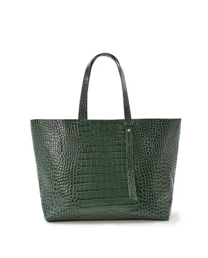 Tote Bag Green printed leather