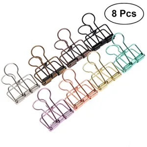 TOYMYTOY 8PCS Metal Hollow Binder Clips Paper Photo Clips Organizers for School Home Office Use (Multicolor)