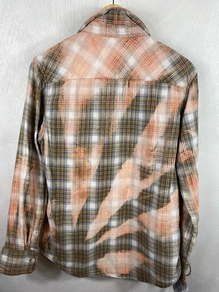 Vintage Western Style Peach, White and Brown Lightweight Cotton Size Medium