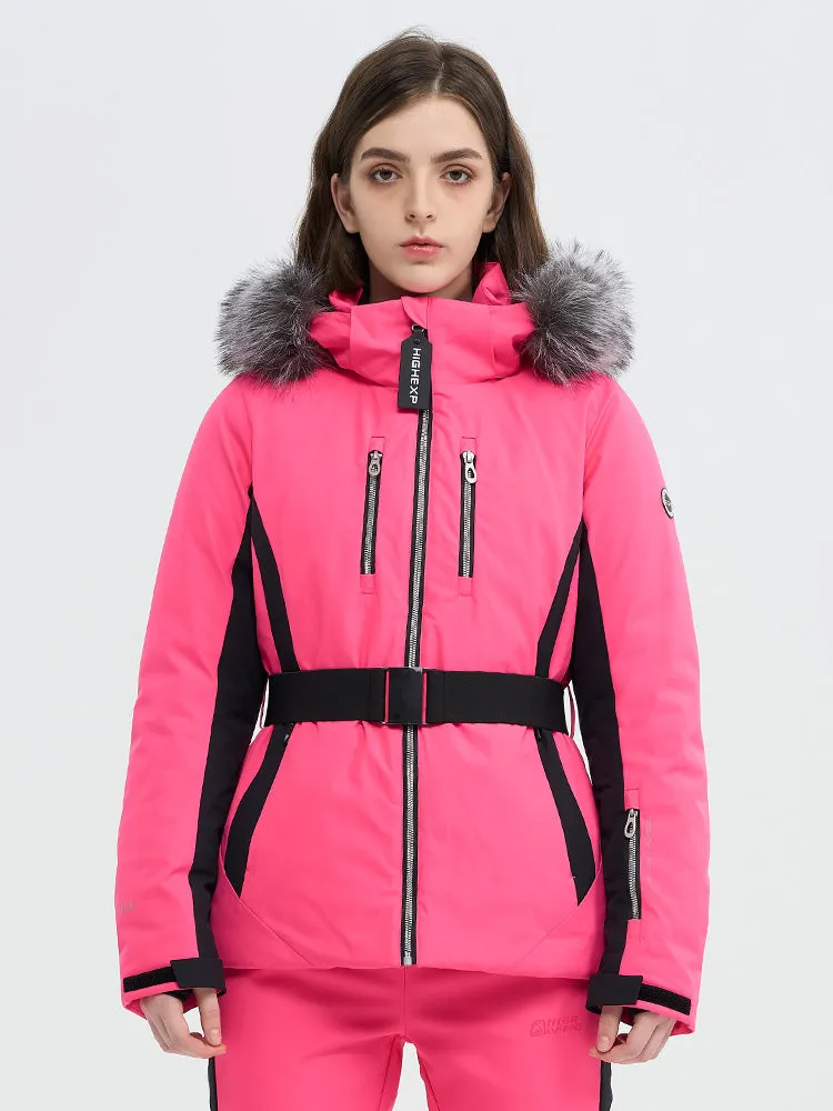 Women's SnowCharm Insulated Slim Down Ski Jacket with Detachable Fur