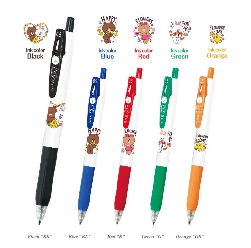 ZEBRA SARASA x LINE Friends Limited 0.5MM Ballpoint Pen Brown Cony Sally Choco JJ15LN2