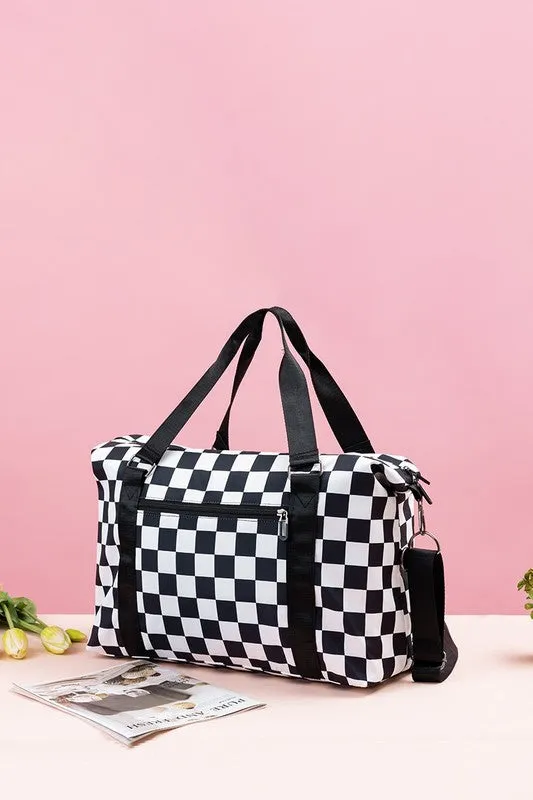 Zenana Checkered Multi-Pocket Travel Bag